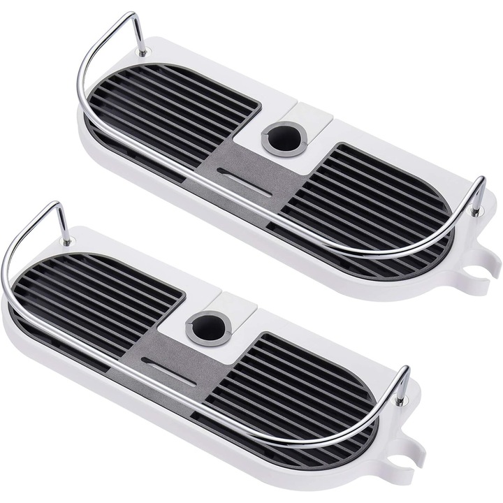 Set 2 rafturi de baie pentru tija de dus, fara gaurire, capacitate mare, ABS, alb