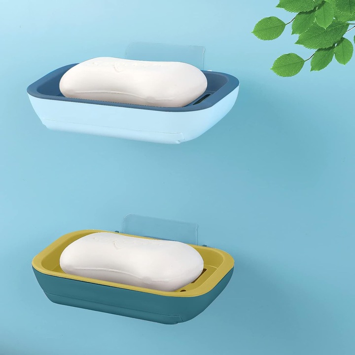 Jormftte műanyag szappantartó készlet, 2 tartó és egy tapadókorong tartó, vízelvezető kialakítás, könnyen tisztítható, többszínű