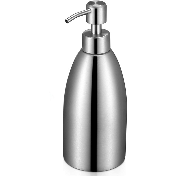 Szappan adagoló, 500ml, Jormftte, rozsdamentes acél 304, habfejjel, 7,5x19,5 cm, ezüst