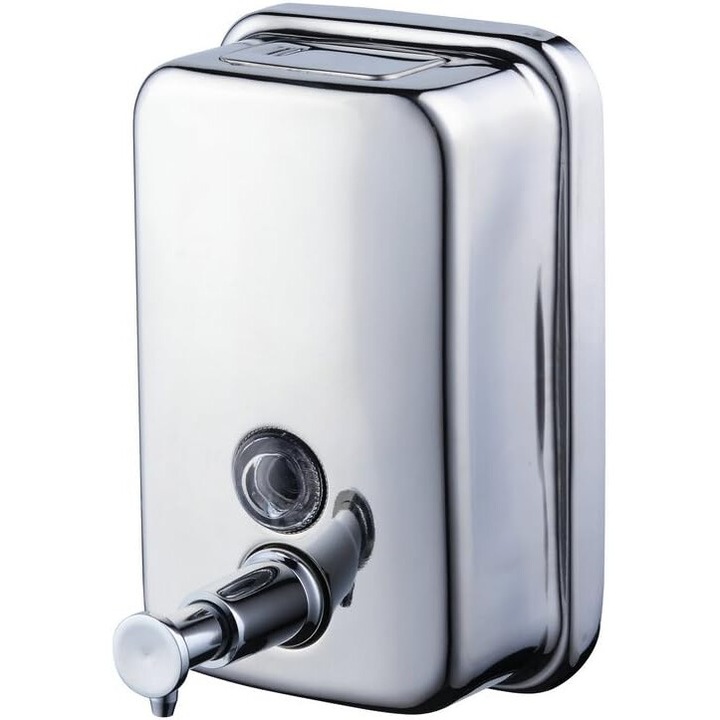 Fali szappanadagoló, Enforose, rozsdamentes acél, szivárgásmentes kialakítás, átlátszó ablak, kereskedelmi és otthoni használatra