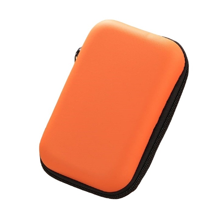 Husa de protectie pentru cabluri si casti, portocaliu, 12x8.5x4cm