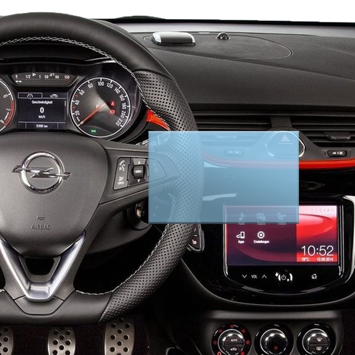 Защитно фолио за автомобилна навигация Optim Solution, За Opel Corsa (7 инча), Регенерируем хидрогел, Пълна защита, Гъвкав хидрокристал, Технология Premium Optim Core, Против надраскване, Прозрачно
