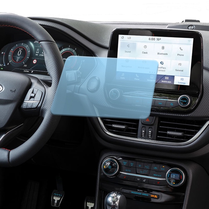 Защитно фолио за автомобилна навигация Optim Solution, За Ford Puma J2K (Sync 3), Регенерируем хидрогел, Пълна защита, Гъвкав хидрокристал, Технология Premium Optim Core, Против надраскване, Прозрачно