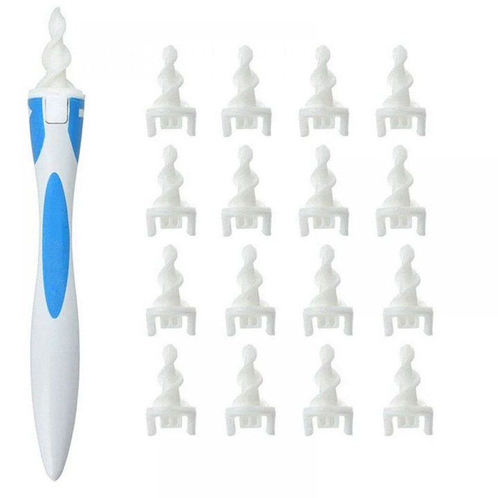 Curatator de urechi, Mmgoqqt, design patentat, 16 varfuri din silicon, portabil, pentru toate varstele