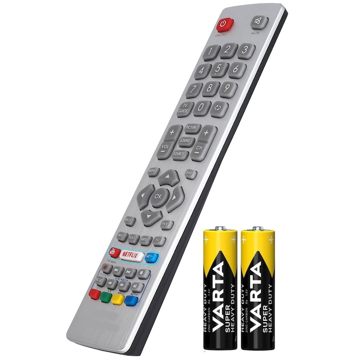 GSC ® TV дистанционно управление Съвместимо Sharp, Smart, Youtube, Netflix, Net+, инфрачервено, включени батерии