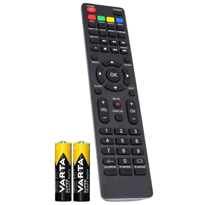 Дистанционно управление за телевизор GSC ®, съвместимо Schneider LED32-SC410K, LED32-SC450K, 32s400k, черно, включени батерии