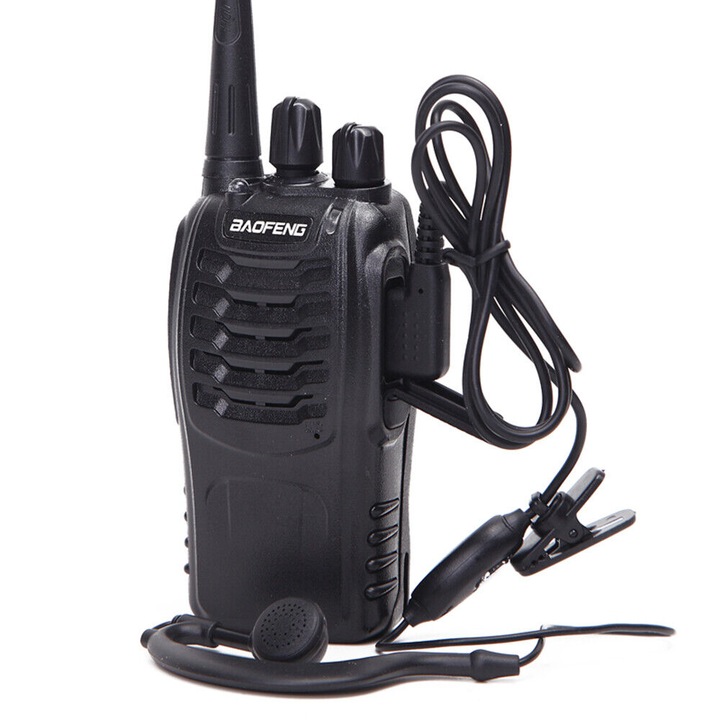 Walkie talkie Baofeng BF-888S készlet, 400-470MHz, VOX, Alacsony akkumulátor jelző, fekete, 2db