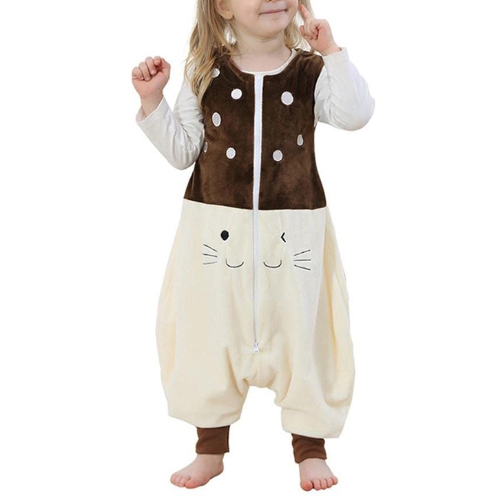 Sac dormit bebelusi AMRINUGL, bumbac, maro/alb, 100cm