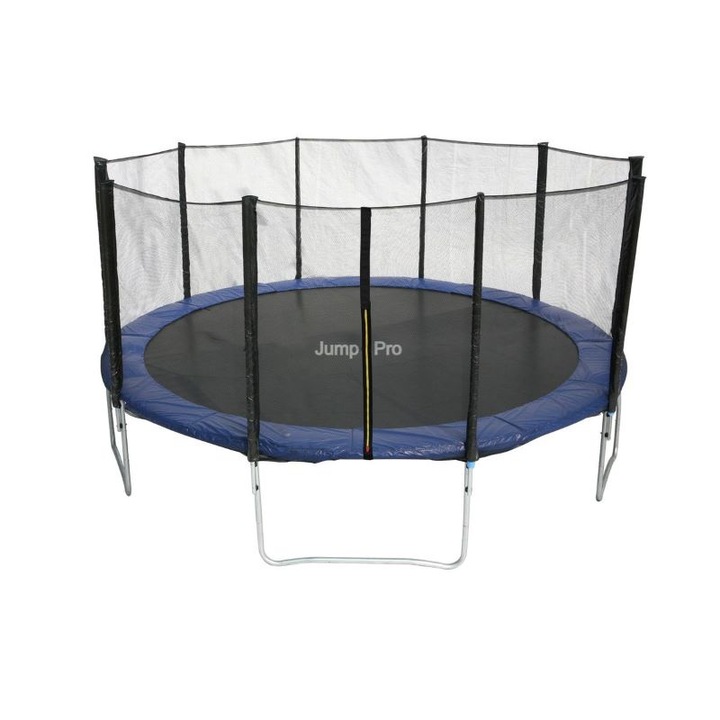 Trambulina de gradina, pentru copii Jump Pro 3,96 m (13 FT) albastra, Cu plasa de protectie, Accesorizata cu scara de acces, Fabricata din otel