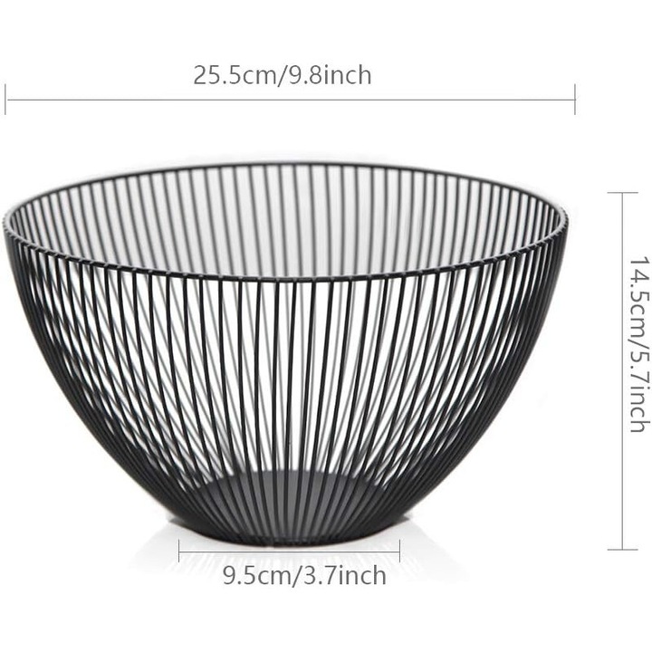 Cos fructe BGHYHYHI, metal durabil, 25.5x14.5cm, negru