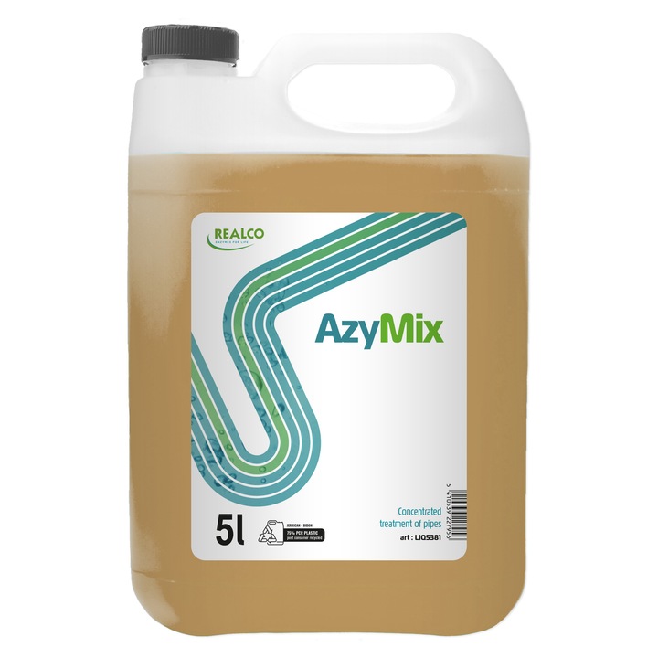 Solutie Bio-Enzimatica Profesionala pentru Intretinere si Deblocare Tevi si Scurgeri AZYMIX - 5L Realco