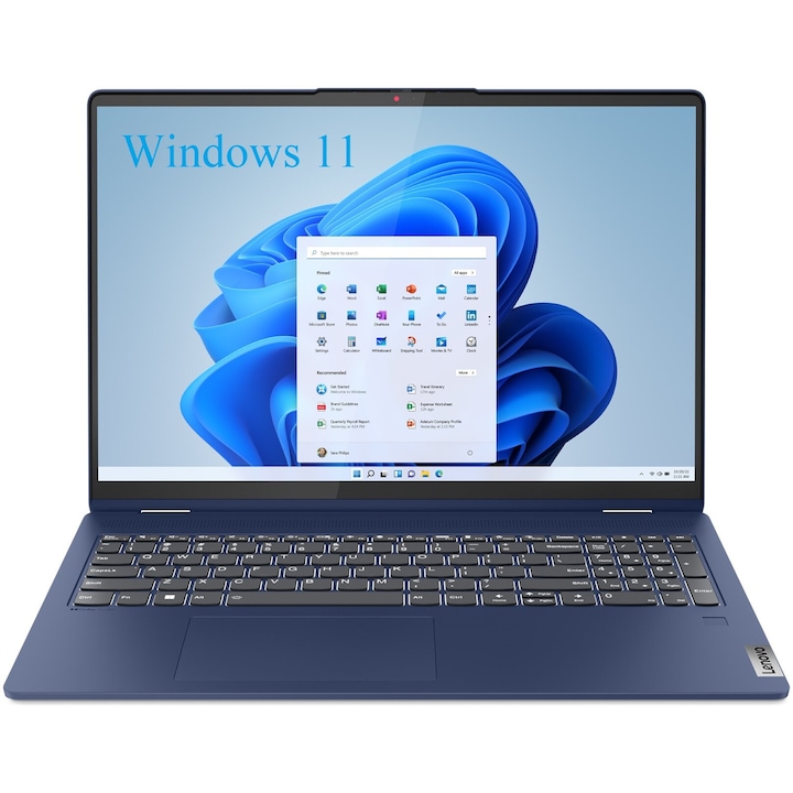 Laptop 2 in 1 Lenovo Flex 5 16IRU8, 16" WUXGA 1920x1200 IPS Touch Screen 300nits, Intel Core i7-1355U 10-core, 16 GB DDR4, 512 GB SSD m2 PCIe, Intel Iris Xe Graphics, Windows 11 Home, 2.1 kg Abyss Blue