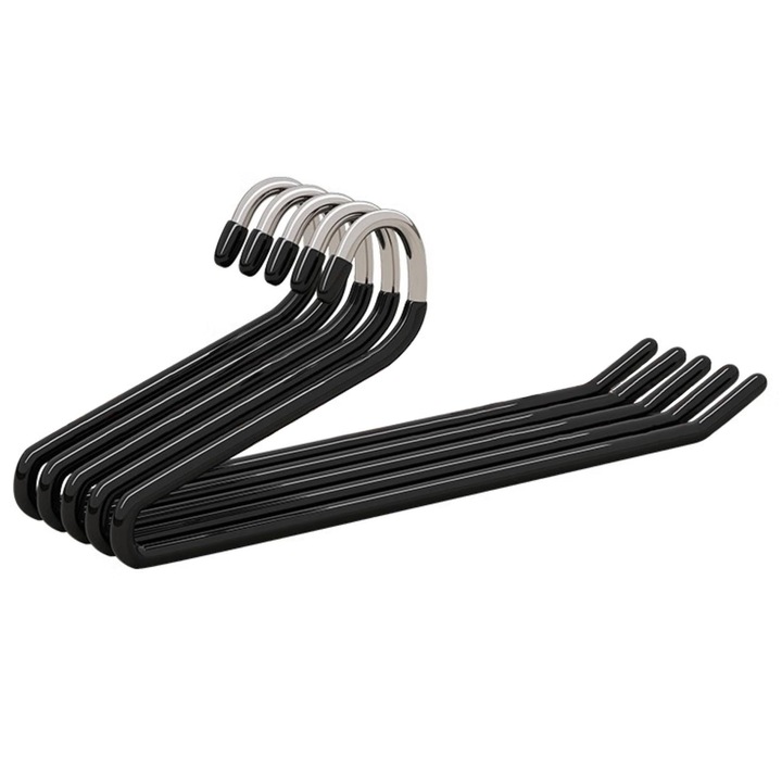 Set 5 Umerase pentru Pantaloni, Suport Multifunctional, Spatiu de Economisire, Negru, 35x0.6x15cm