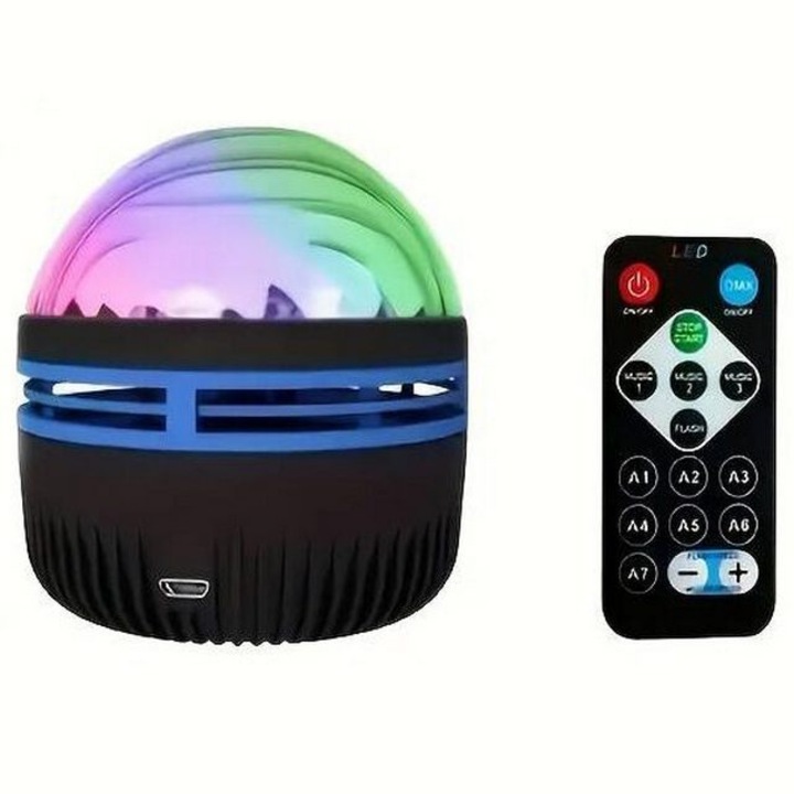 Veioza rotativa, efect Aurora Boreala, LED integrat, multicolor, 8cm