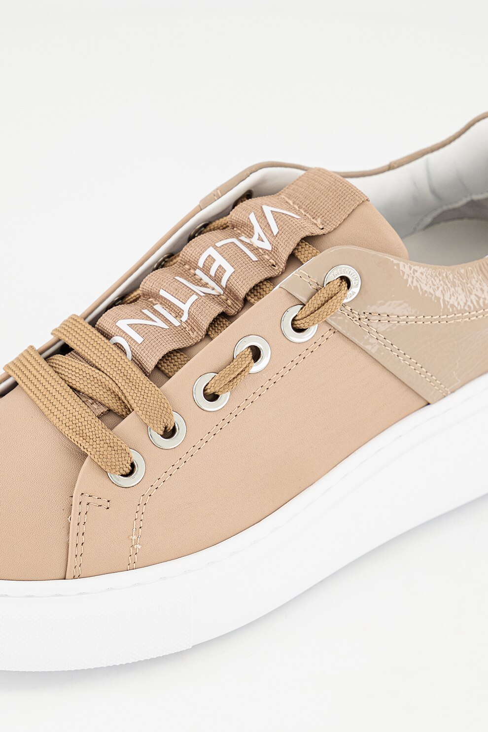 Valentino, Pantofi sport low-cut din piele, Roz prafuit, 36