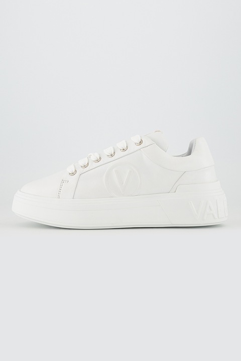 Valentino, Bőrsneaker domború logóval, Fehér