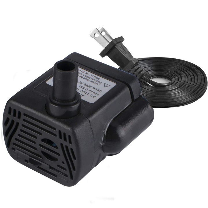 Потопяема водна помпа Tovbmup 200L/H, 4W, височина 1,6 фута, за фонтан, аквариум, аквариум, захранващ кабел 1,5 м