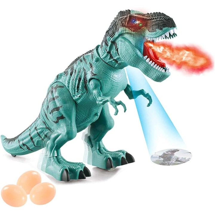 Interaktív gyermekjáték, zöld dinoszaurusz, hangokkal és kivetítésekkel