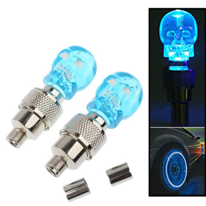 Водоустойчив магнитен винтов пръстен, активирана от движение светкавица за колело на велосипед за подобрена видимост за практично нощно каране, светещи капачки на клапаните (син)