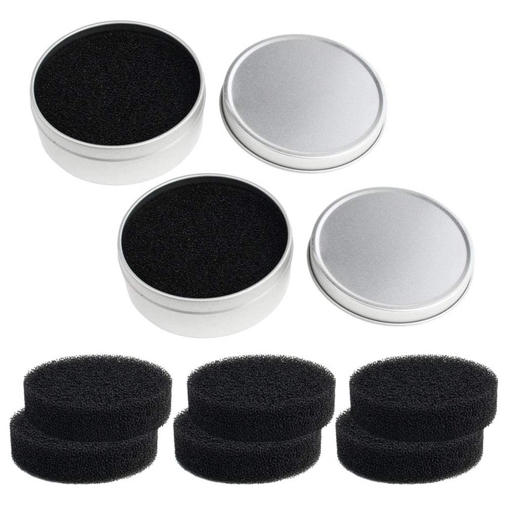 Set Curățare Pensule Machiaj HERUSI, 2 Pachete Bureți de Curățare, 6 Bureți Rezervă, Negru, Portabil