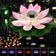 Lampa LED solara, KkvoGmle, floare de lotus, roz, 10x10cm, pentru decorare piscina si iaz
