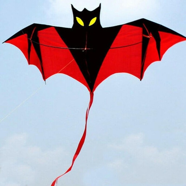 Хвърчило Longziming, модел Big Bat Vampire, 160x70 см, черно и червено, комплект с връв 100 метра