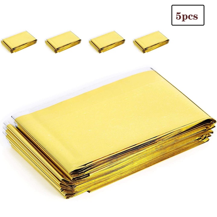 Set 5 paturi de urgenta, 210x160cm, cu fluier de salvare