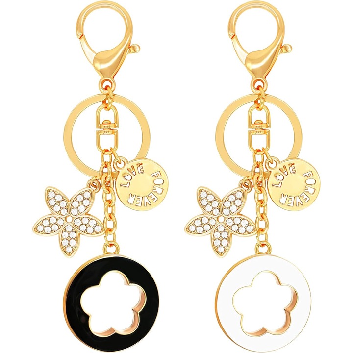 2 részes Jormftte kristály virágos kulcstartók Elegáns kivitelű Eco-cink táska pénztárcához