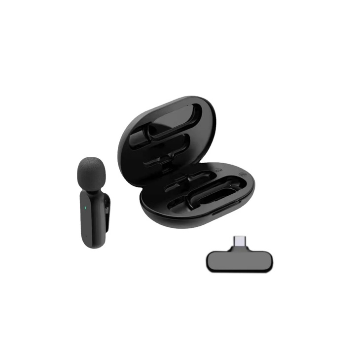 Microfon wireless clip-on Enforose, receptie omnidirectionala, tehnologie auto-conectare, reducere zgomot, set 1 bucata