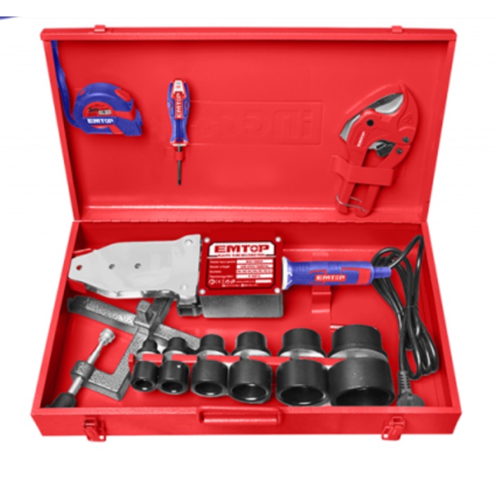 Trusa electrica de lipit tevi PP-R, PB, PE, PE-RTcutie metalica, 10 accesorii incluse