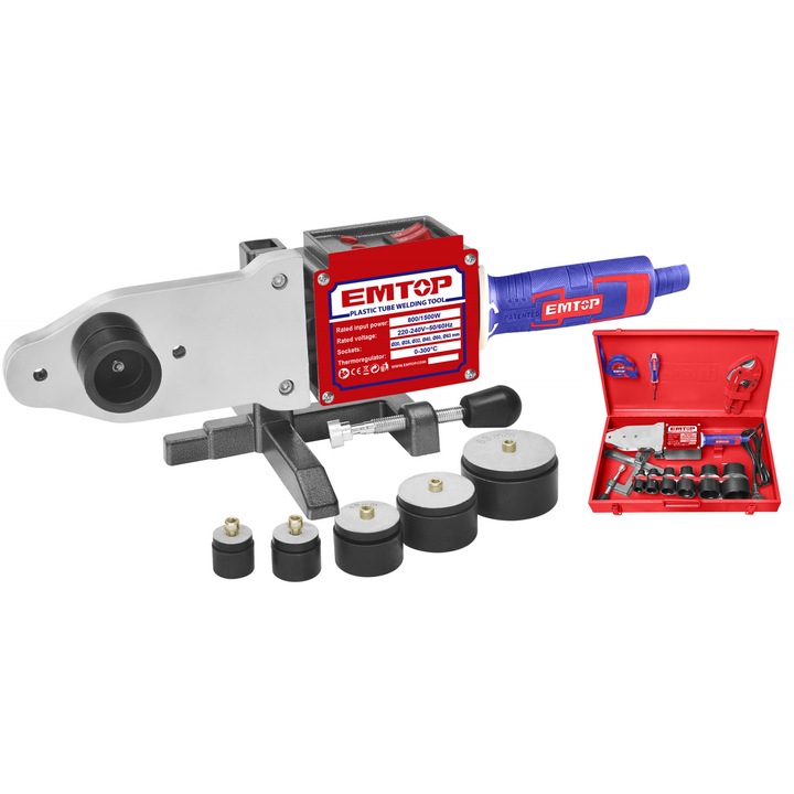 Elektromos csőhegesztő készlet PP-R, PB, PE, PE-RTfém doboz, 10 tartozék