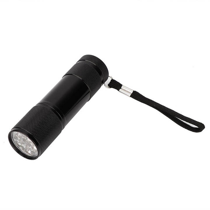 Lanterna pentru localizare vene, LED rosu, aluminiu, 50lm, 3.9x3.9x10 cm, negru