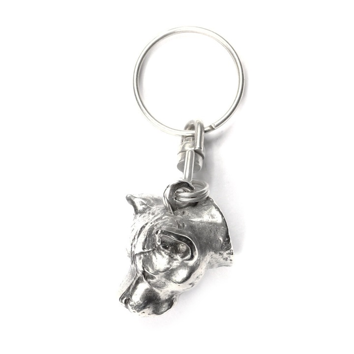 Breloc Art-Dog American Staffordshire Terrier, aliaj ZnAl, placat cu argint, pentru geanta sau rucsac
