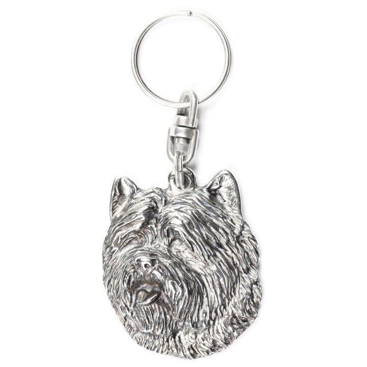 Breloc Cairn Terrier, Art-Dog, metal argintat, pentru geanta sau rucsac