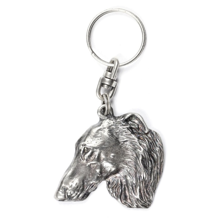 Art-Dog Borzoi kulcstartó, ezüstözött medál, táskához vagy hátizsákhoz