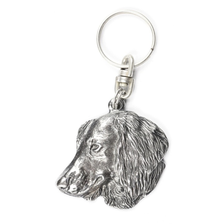 Breloc Teckel cu parul sarmos IV, Art-Dog, aliaj ZnAl, placat cu argint, pentru geanta sau rucsac