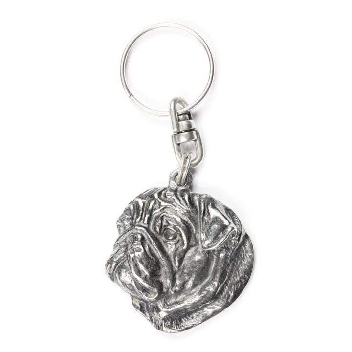 Breloc Art-Dog Pug I, aliaj ZnAl placat cu argint, pentru geanta sau rucsac