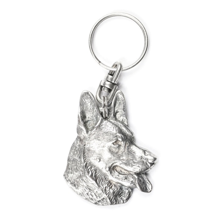 Breloc Ciobanesc German, Art-Dog, Aliaj, Argintiu, 3.8x5cm