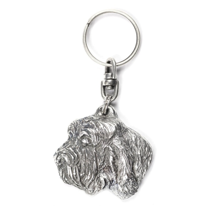 Art-Dog Petit Basset Griffon Vendeen kulcstartó, ezüstözött, táskára vagy hátizsákra