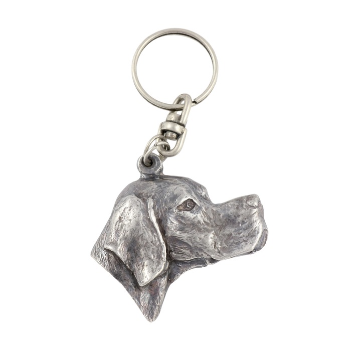 Breloc Art-Dog Pointer Englezesc, Pandantiv Metal Argintat, Placare Argint