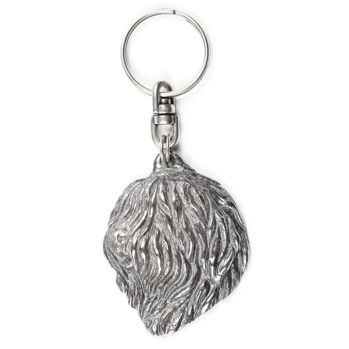 Breloc Art-Dog ciobanesc polonez de campie, metal argintat, decorativ, patinat