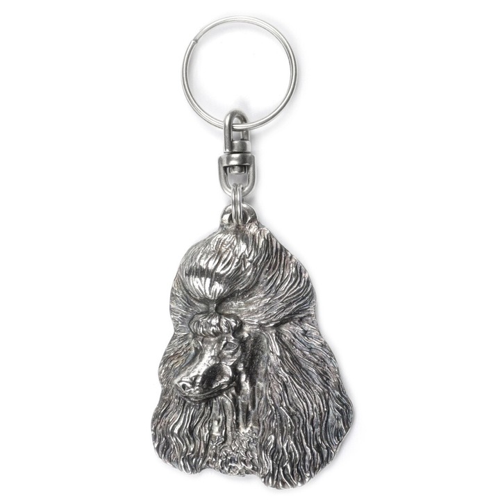 Poodle Art-Dog kulcstartó, Ezüst medál, Dekoratív táskába vagy hátizsákba