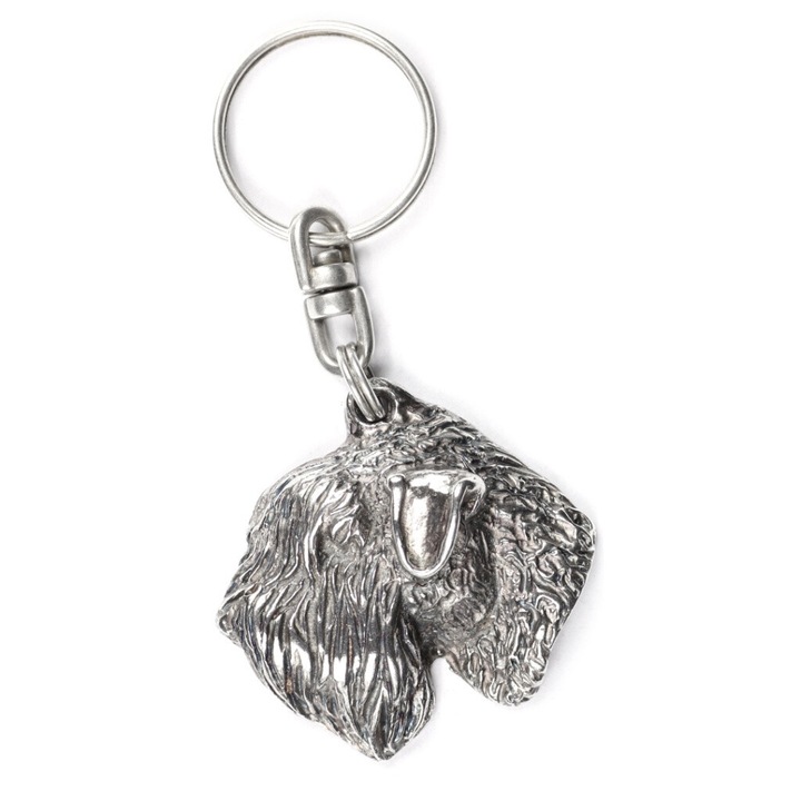 Breloc Art-Dog Soft-coated Wheatan Terrier, placat cu argint, pentru geanta sau rucsac