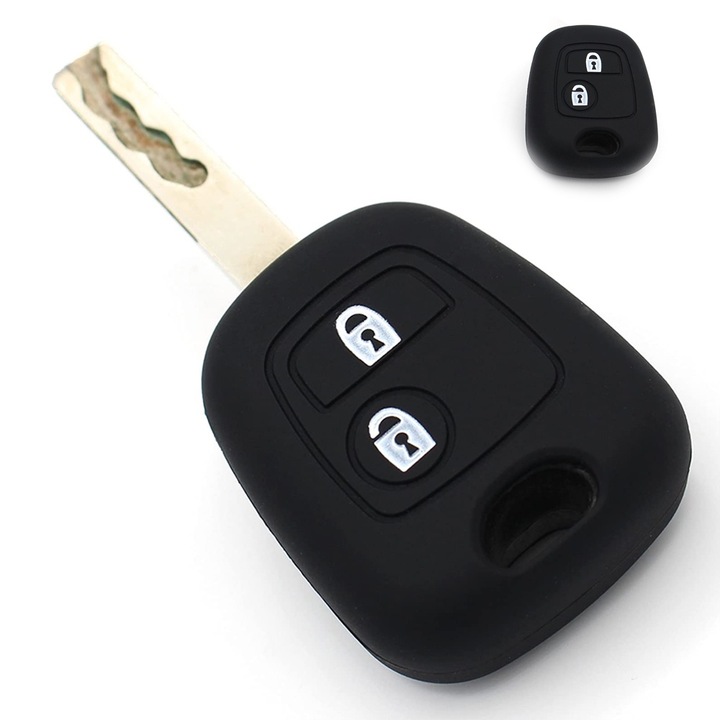Husa protectie cheie auto, silicon ecologic, negru, 4.5x3.8x1.7cm