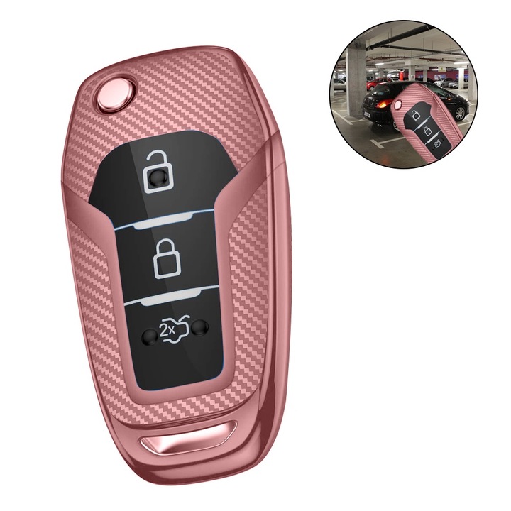 Husa pentru cheie auto, roz, TPU