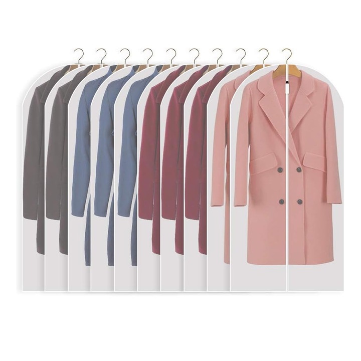 Set 10 huse protectie imbracaminte, EVA, 60 x 120 cm, transparent