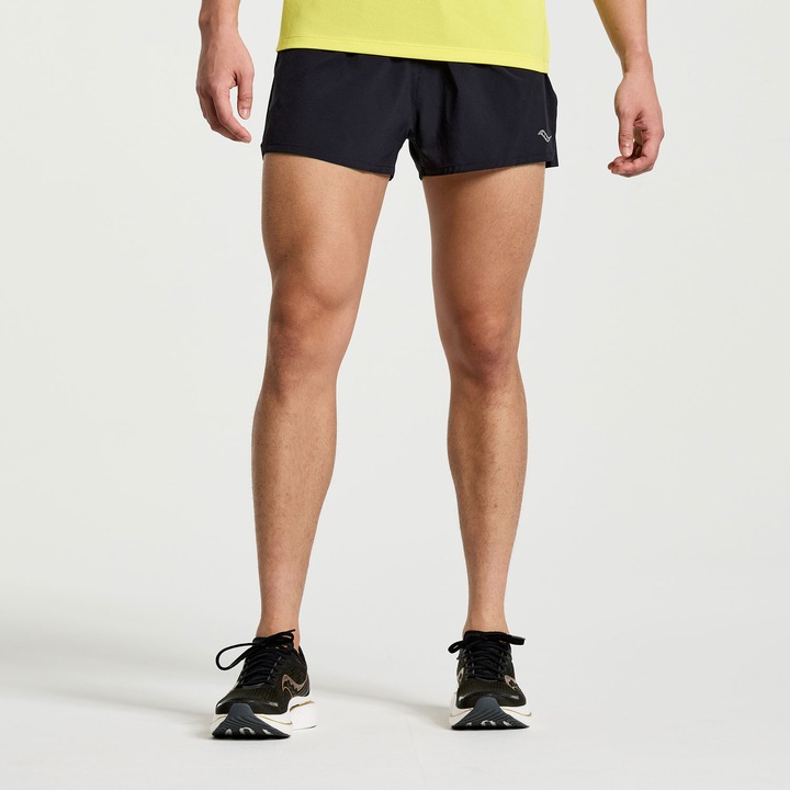 Pantaloni sport barbati SAUCONY OUTPACE 2.5" SPLIT RUNNING SHORT poliester negru, Negru