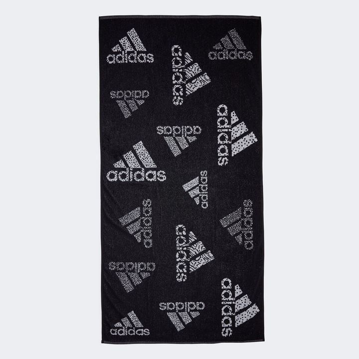 Хавлиена кърпа, adidas Performance, памук, бързосъхнеща, черно/бяло, 50x100см