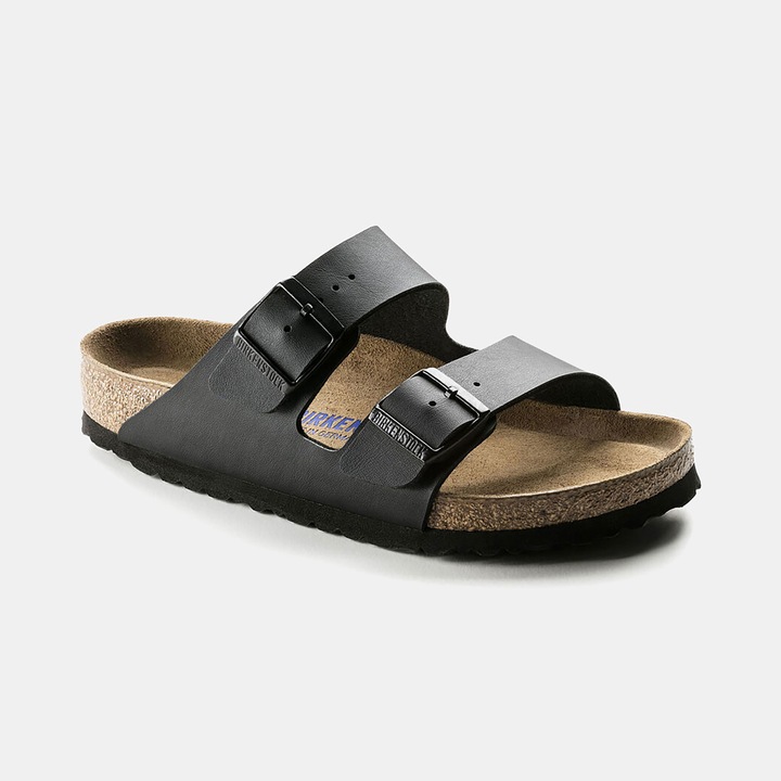 Papuci Birkenstock, Piele, Gri, Negru, 44