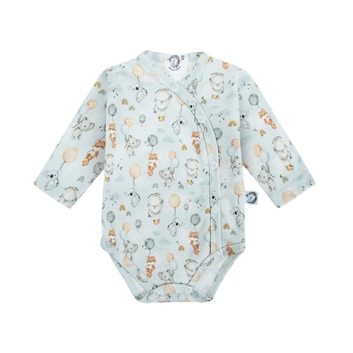 Body cu maneca lunga - Balloons, Bonjour Cherie, Bumbac, Albastru, Albastru